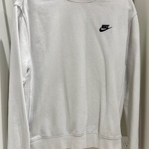 Nike White Crewneck Sweatshirt with Black Swoosh
